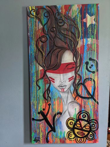  Proud to be Latina. But recently for some reason

 22x38 mix media on canvas. Acrylic, charcoal,gra