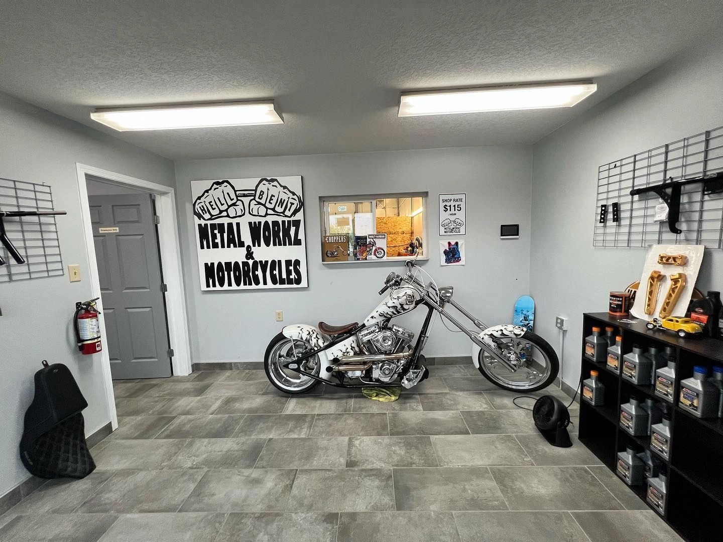 Inside the Entrance of HellBent Metal Workz & Motorcycles, Airdrie, Alberta