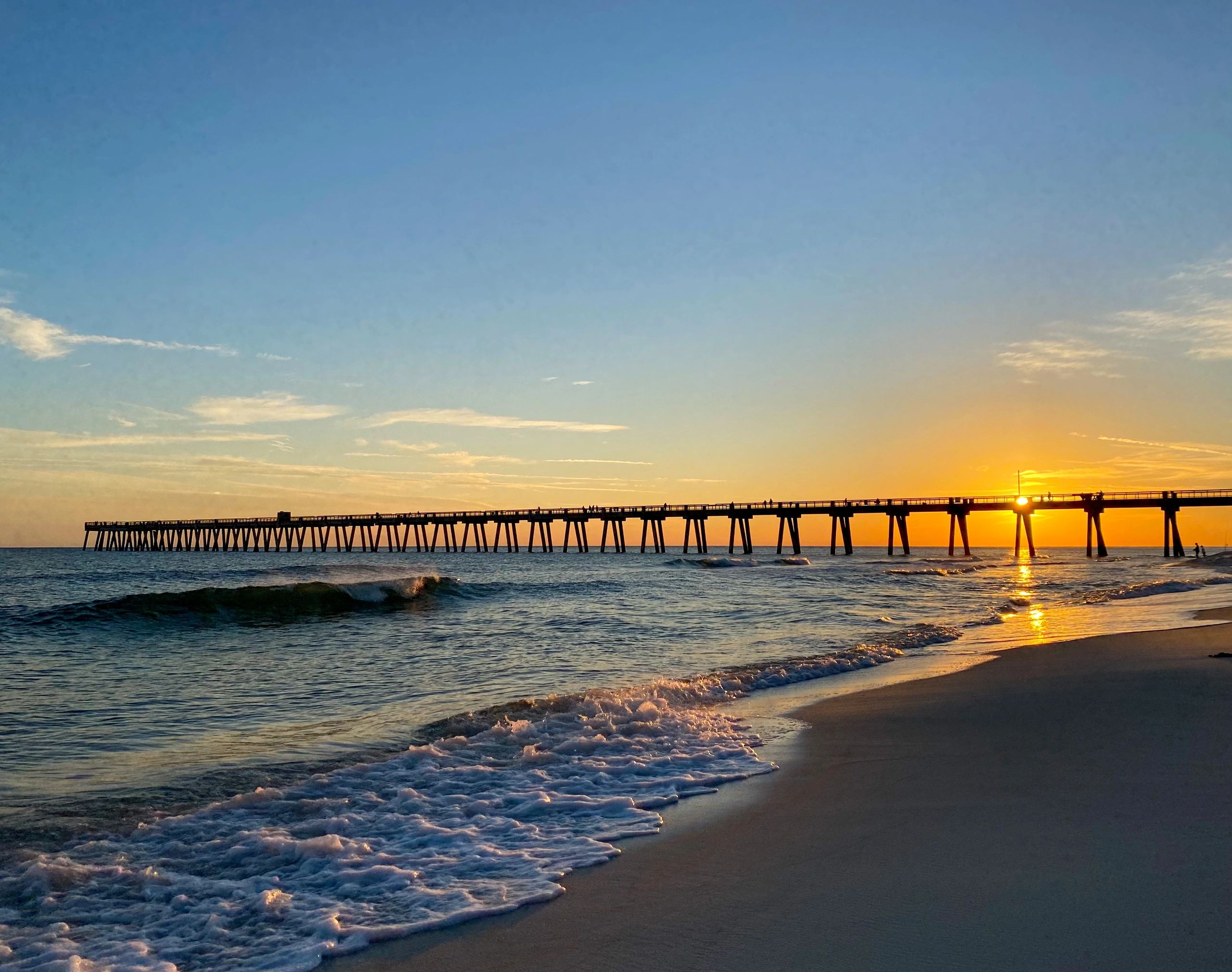 Navarre Beach pier at sunset