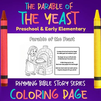 Coloring page of the Parable of the Yeast for young children.