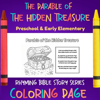 Coloring page for The Parable of the Hidden Treasure for preschoolers.