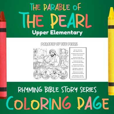 Coloring page for the Parable of the Pearl in Upper Elementary Rhyming Bible Story Series.