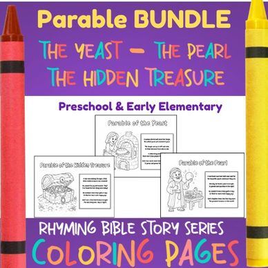 Parable bundle of rhyming Bible story coloring pages.