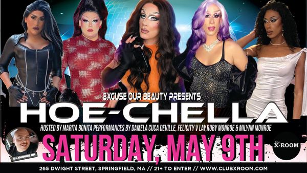 Promotional poster for Hoe-Chella event with drag performers.
