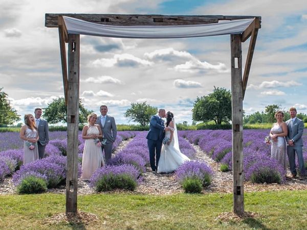 Michigan lavender farm outdoor wedding venue with barn in Sanilac County with campground