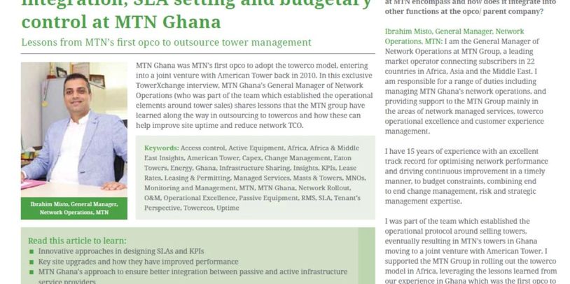 Interview article on MTN Ghana's towerco model and network management insights.
