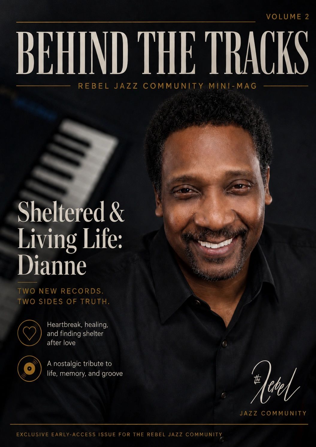 Jazz magazine cover featuring Dianne with a piano background.