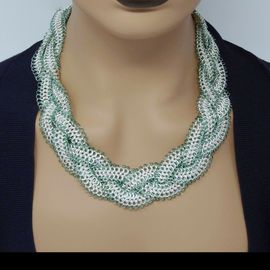 Unique OOAK handmade chainmaille necklace, plaited 3 strand European 4 in 1 weave, gift box included