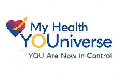 Logo for My Health YOUniverse with a heart and arrow symbol.