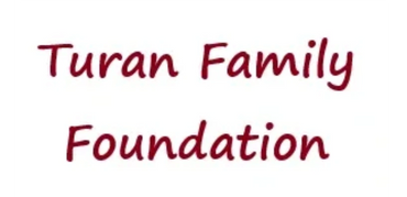 Logo of Turan Family Foundation in maroon text on white background.