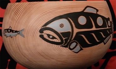 Salmon Chasing Herring Natural Wood Bowl 2nd