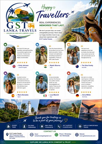 Travel company GST Lanka Travels offers personalized Sri Lanka tours with great reviews.