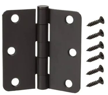 Everbilt 3-1/2” Oil Rubbed Bronze Door Hinge 1/4” Radius w/ Screws 715661