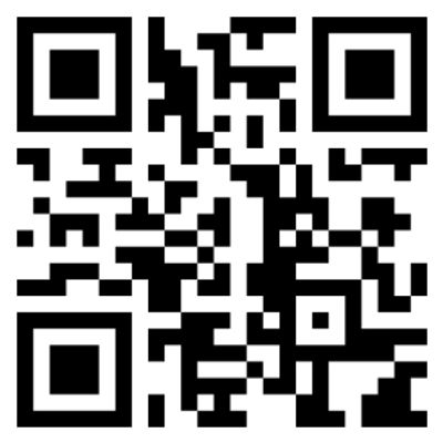 A black and white QR code with a complex pattern of squares.