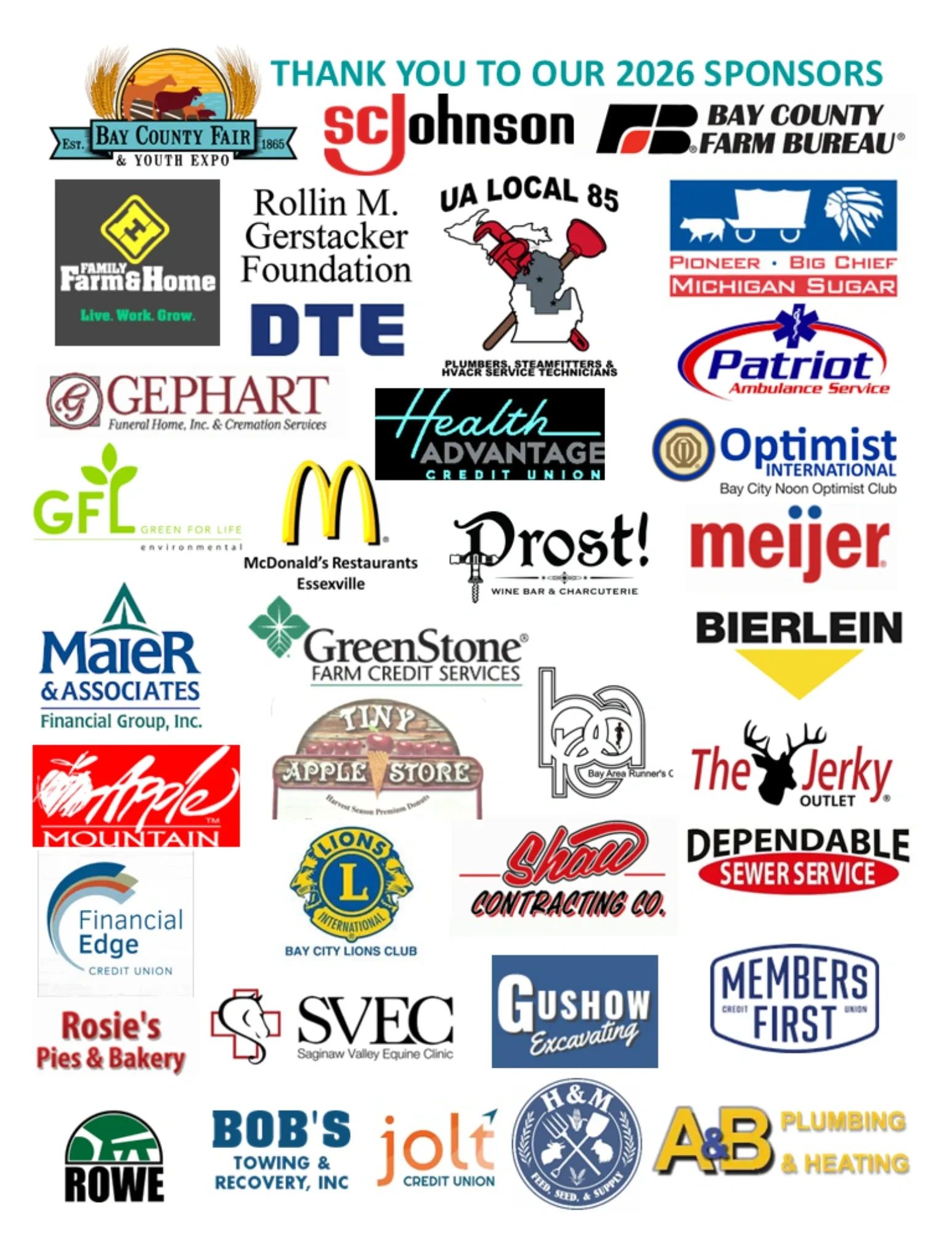 Collage of 2026 sponsors logos appreciating their support.