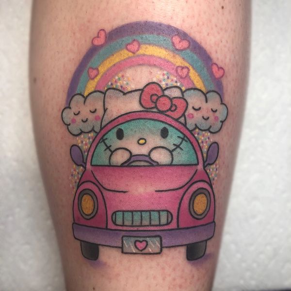 Hello Kitty Sanrio Driving Car Hot Wheels Kawaii Cute Tattoo