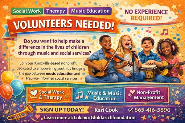 Volunteers needed to help children through music, social work, and therapy with no experience required.