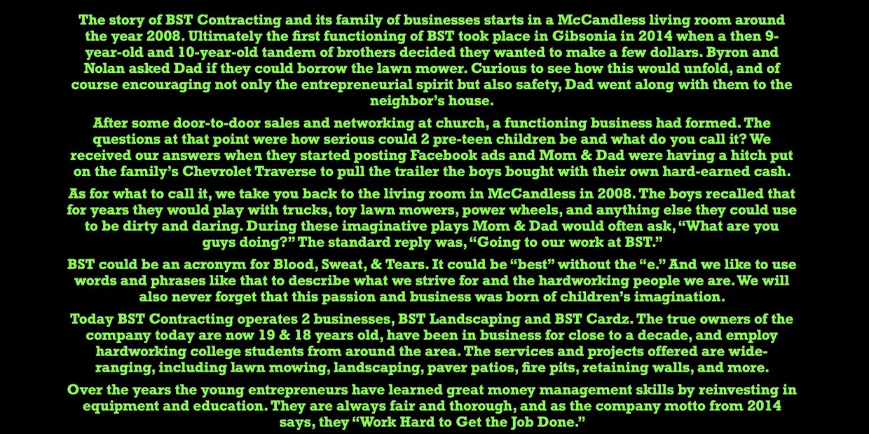 The story of BST Contracting, a family business started by two brothers in 2008, growing into a successful company today.