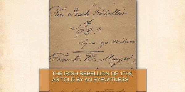 A handwritten cover page of a historical eyewitness account.