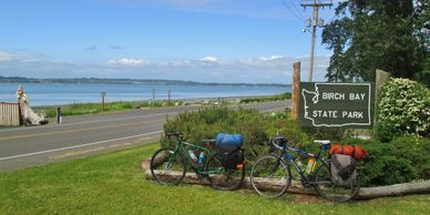 Birch bay state park sign overlooking the bay