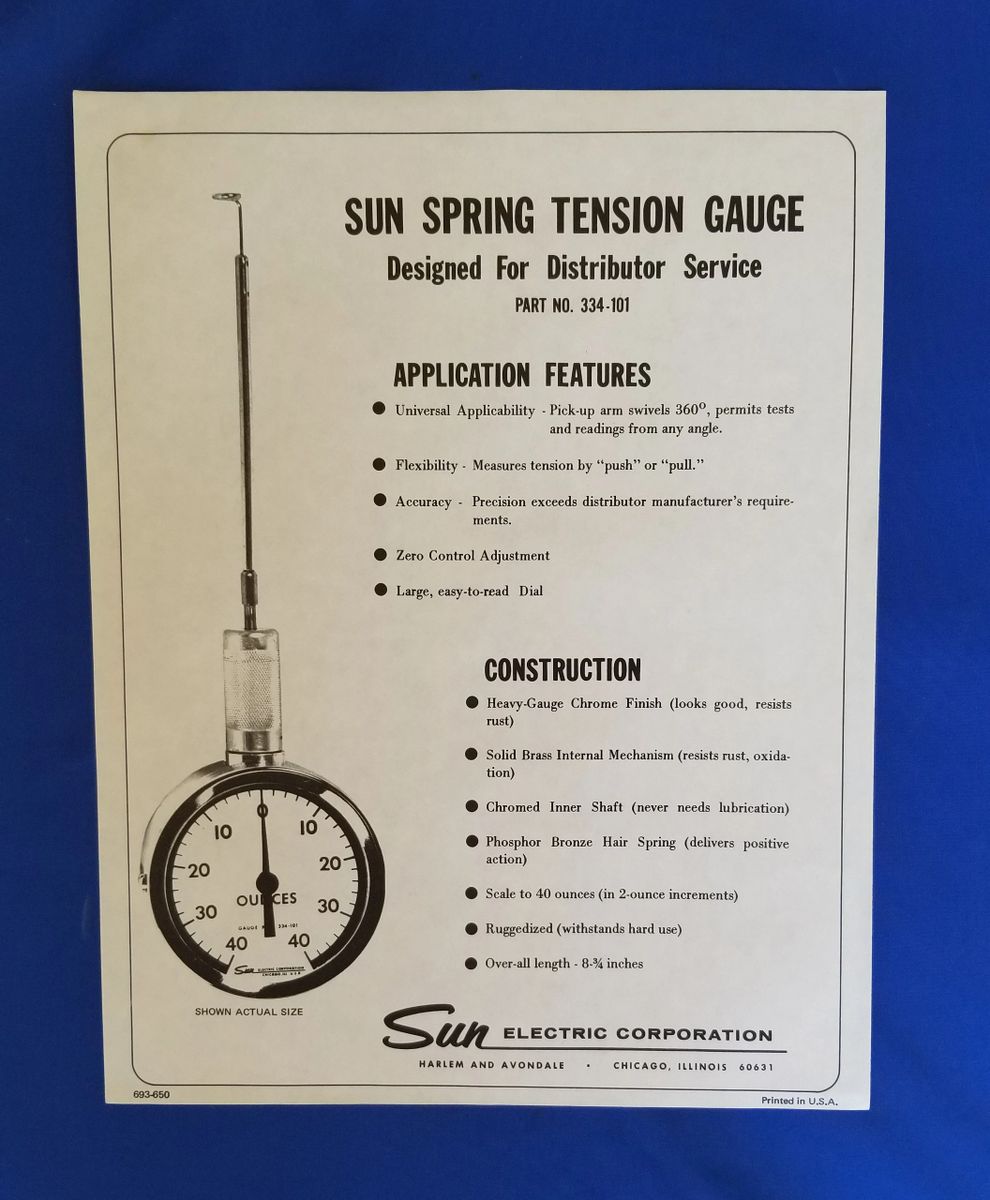 Sun Spring Tension Gauge for use with Distributor Testers