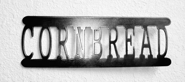 Metal cornbread sign
Powder coated for durability 
Custom sizes and colors available 
Custom metal 