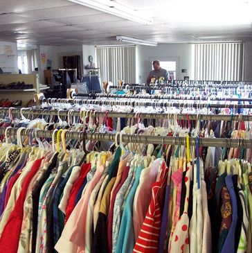 At this thrift store you can buy clothes for ten rupees