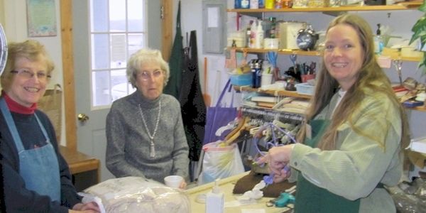 Volunteers in housewares at Christian Crossing Thrift Shop