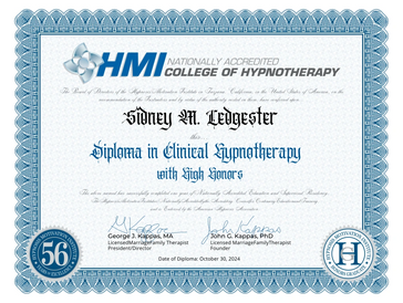 Diploma in Clinical Hypnotherapy awarded to Sidney M. Ledgester.