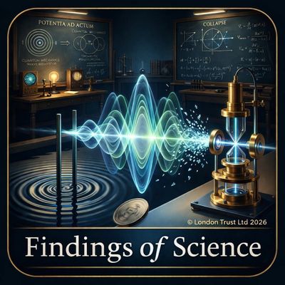 A futuristic science lab illustrating waveforms and quantum mechanics.
