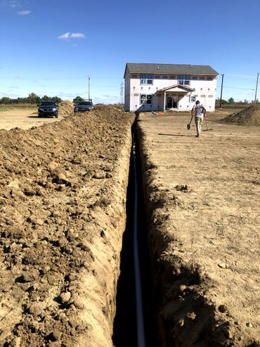 New construction excavation and underground tile installation in Mansfield, Ohio