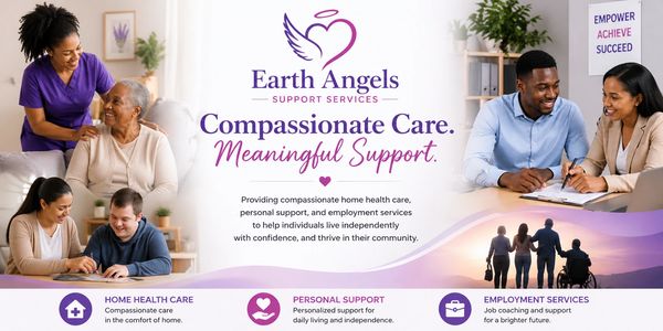 Earth Angels offers compassionate home health care, personal support, and employment services.