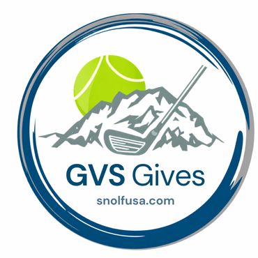 Logo for GVS Gives with a golf and tennis theme.