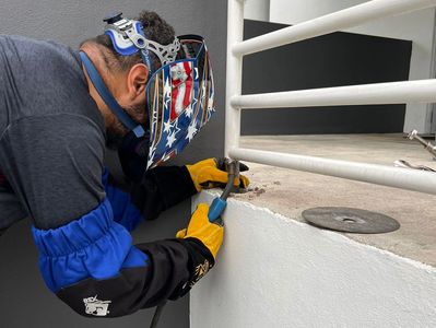 ADA Handrail base repair by welder