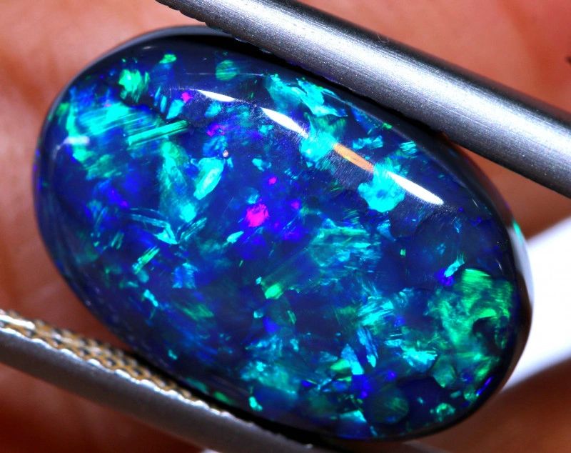 N1-7.94 CTS BLACK OPAL CHAFF PATTERN STONE INV-2153