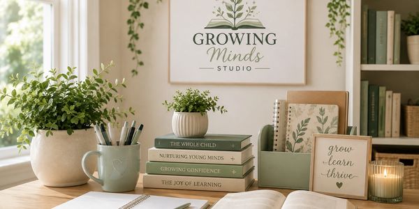 Cozy study space with plants and booksabout learning and growth.