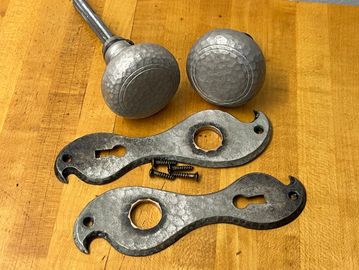 Original Tudor Revival Antique Hardware Set With Hammered Details Antique door knobs & backplate T74