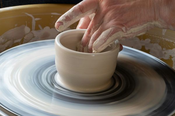 wheel throwing clay