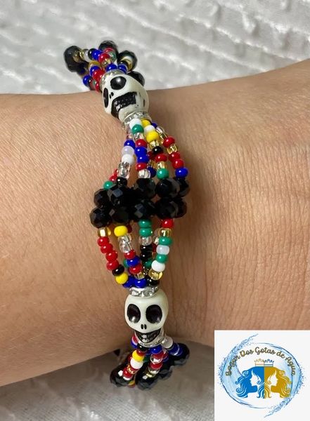 Oya mazo Bracelet with skulla 8 1/2 inches long/Ilde Ide Idde de Oya con caravelas de 8 1/2 pulgadas