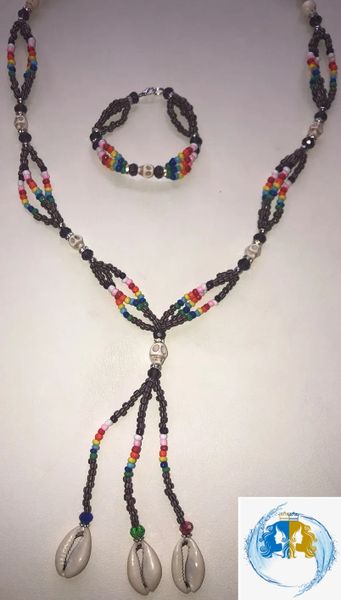Mazo Necklace and Bracelet for Oya with skull/Ilde Ide Idde y Mazo Eleke de Oya con Carabella