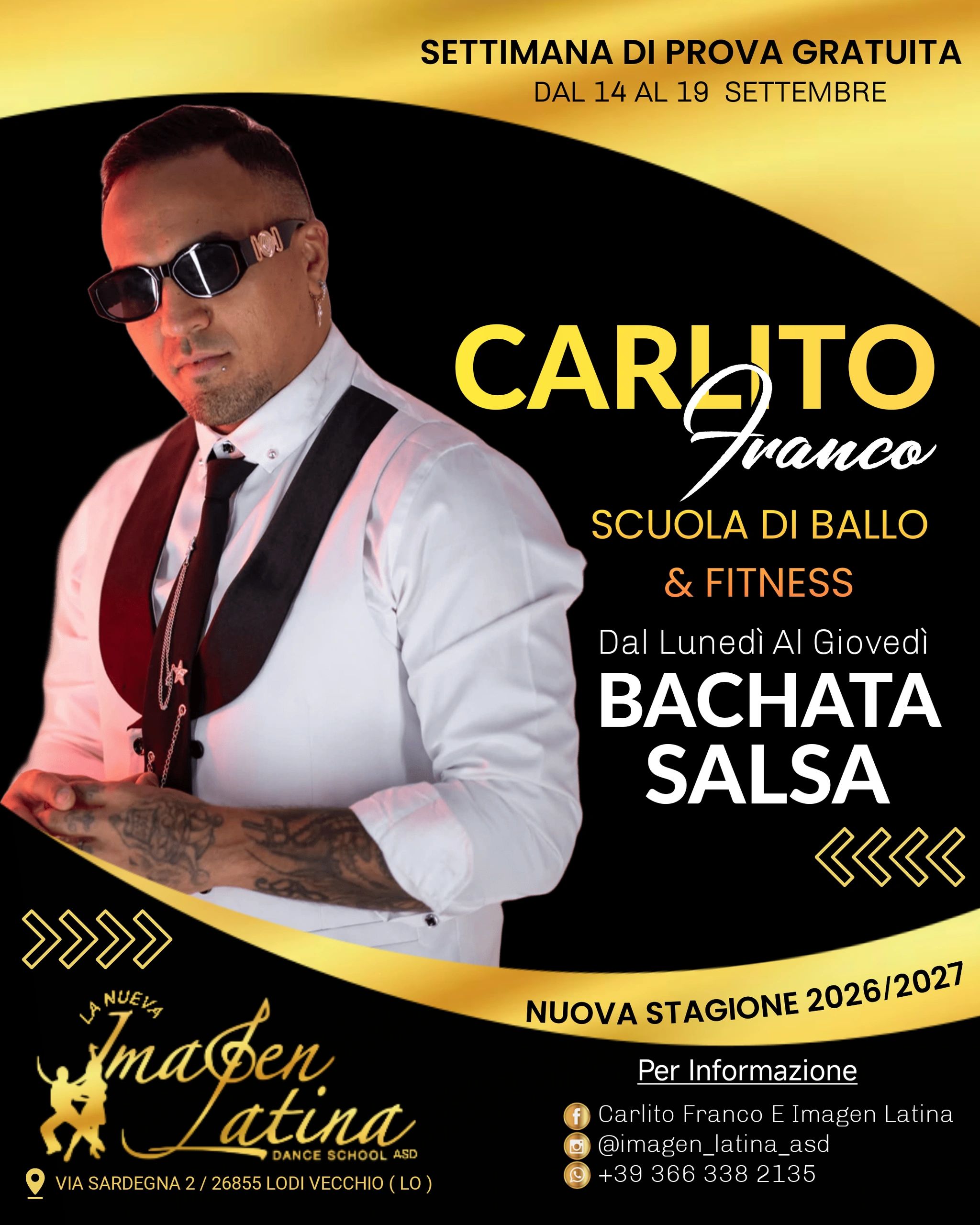 Locandina scuola di ballo Carlito Franco.
