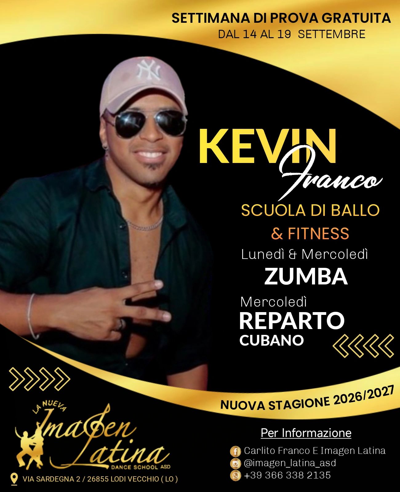 Promozione corso di ballo e fitness con Kevin Franco per settembre.