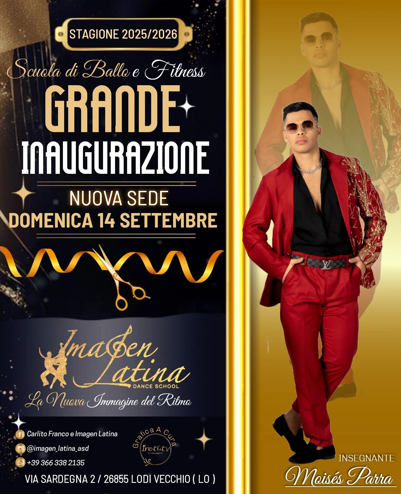 Inaugurazione scuola di ballo Imagen Latina il 14 settembre con insegnante Moisés Parra.