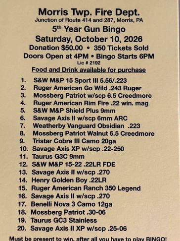 gun bingo ticket