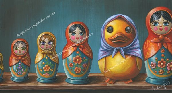 Title: Russian Doll's
Medium: Acrylic on Wood
Size: 22.8 x 12.7cm