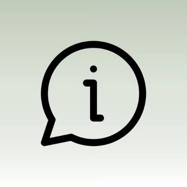 Information icon inside a speech bubble on gradient background.