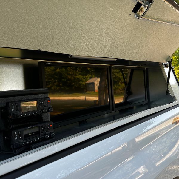exterior computer, radios, storage compartment