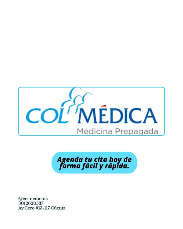 Logo of COLMÉDICA with contact info for easy appointment booking.