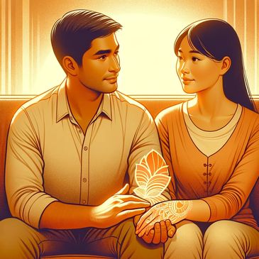 Boy and girl clasping hands in serious relationship probably getting married premarital counselling