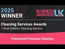 2025 Business Awards UK winner for Best Exterior Cleaning Service by Paramount Pressure Cleaning.